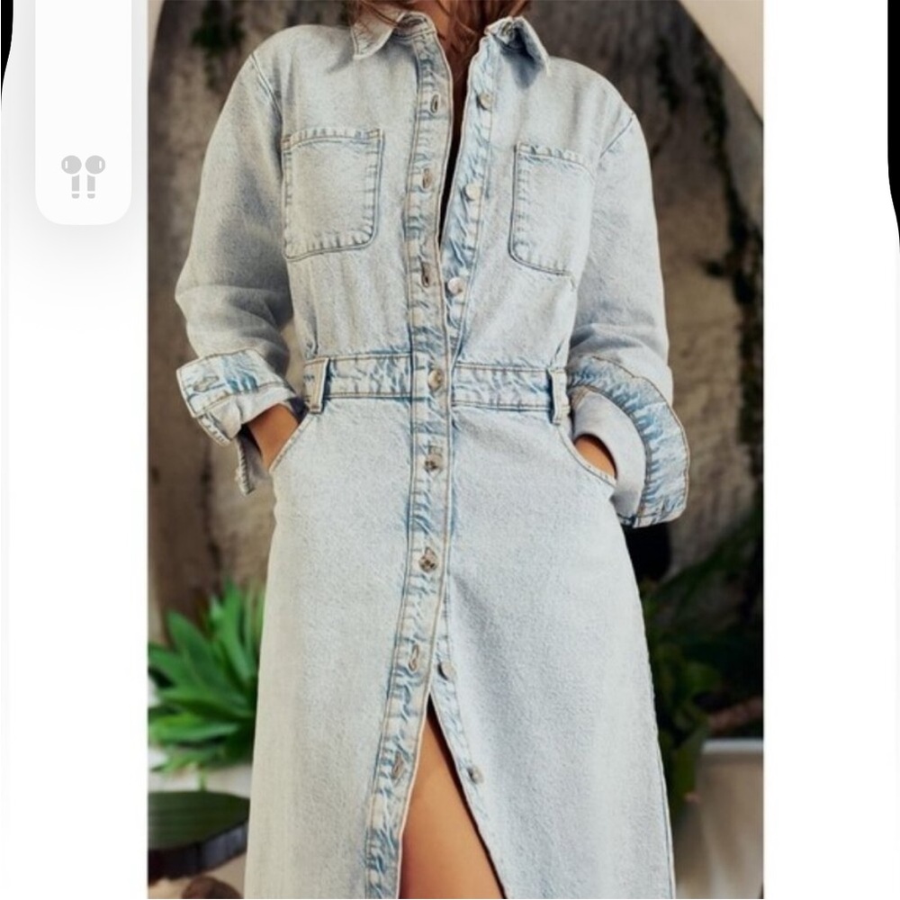 Zara Light Blue Denim Maxi Dress - Picture 3 of 8